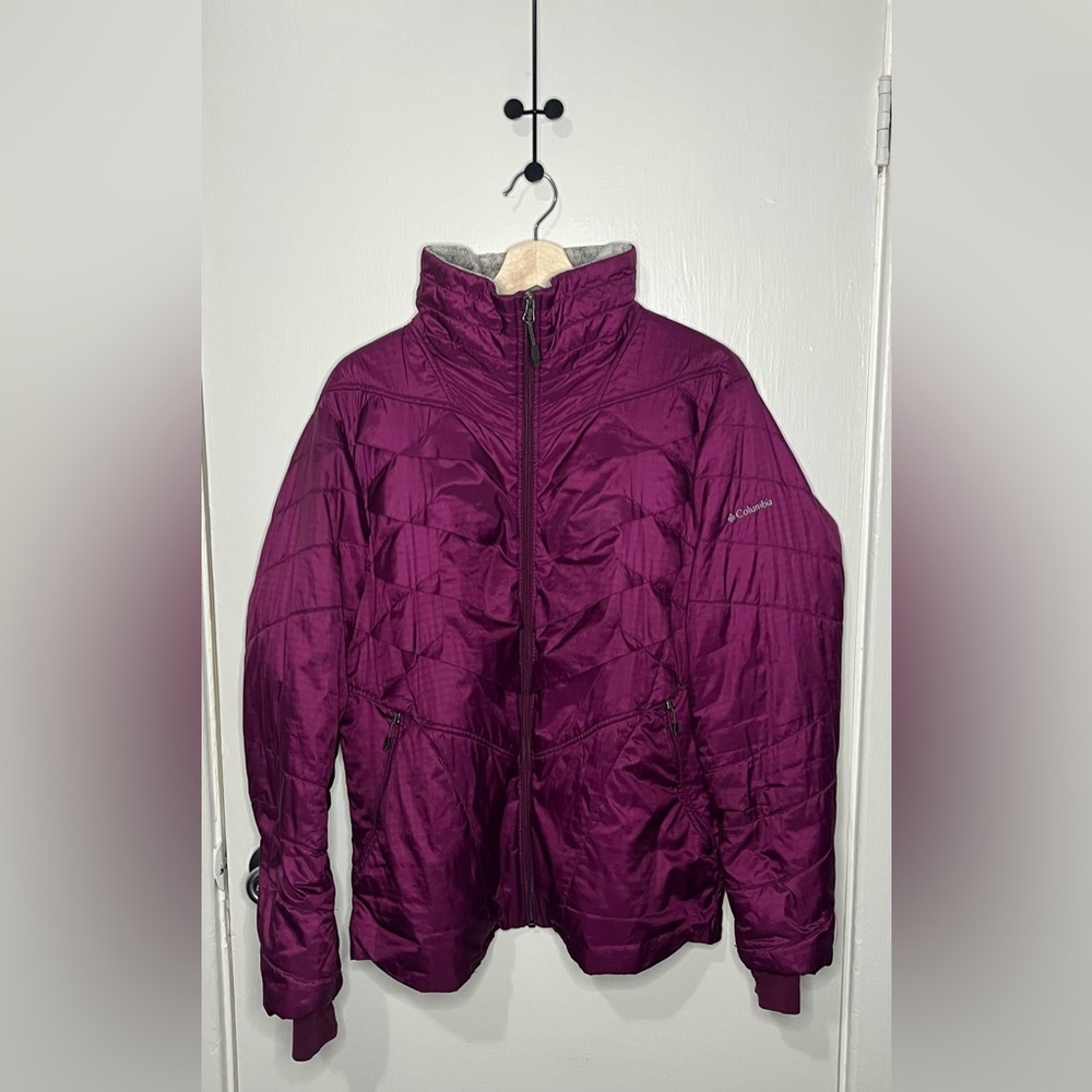 Columbia OmniHeat Purple Puffer Jacket High Collar Insulated